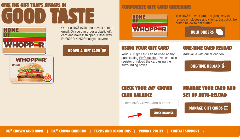 BURGER KING Check Balance