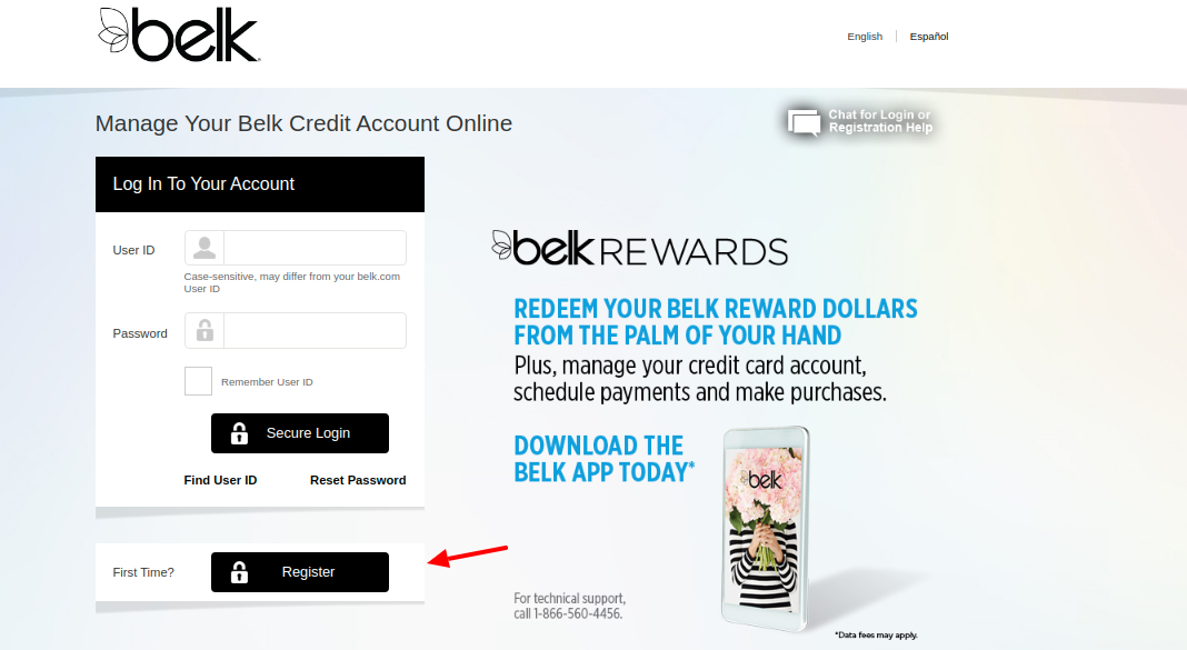 Belk Credit Card Register