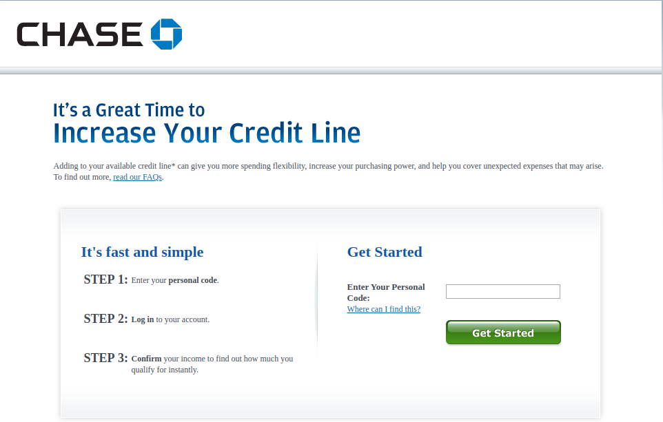Increase Chase credit limit