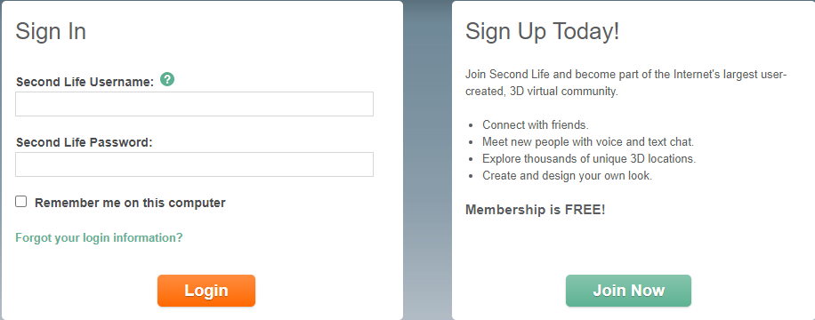 second life login